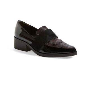 3.1 Phillip Lim Quinn Leather Loafers Tortoise Shell Suede Black Classic 38/8